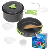 Kuchnia turystyczne i akcesoria - NACZYNIA TURYSTYCZNE garnek patelnia duży zestaw akcesoria kemping - miniaturka - grafika 1