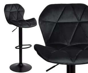 Krzesło barowe GORDON BLACK aksamitne czarne VELVET - Taborety i hokery - miniaturka - grafika 1