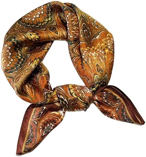 SZALIK 53X53CM KWADRATOWY JEDWABNY POLIESTER WZORY IMPRESJONIZM ELEGANCKI