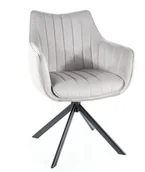 Krzesła - Krzesło obrotowe z podłokietnikami AZALIA VELVET jasne szare BLUVEL 03 - miniaturka - grafika 1