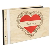 Albumy fotograficzne - Album Na Zdjęcia Plus Pierwsza Strona W Kolorze The Story Of Us W Drewnianej Oprawie Z Czarnymi Kartami Z Grawerem Album Dla Zakochanych - miniaturka - grafika 1