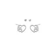 Kolczyki - Serce Łapa Psa Kolczyki srebro - MEJK Jewellery - miniaturka - grafika 1