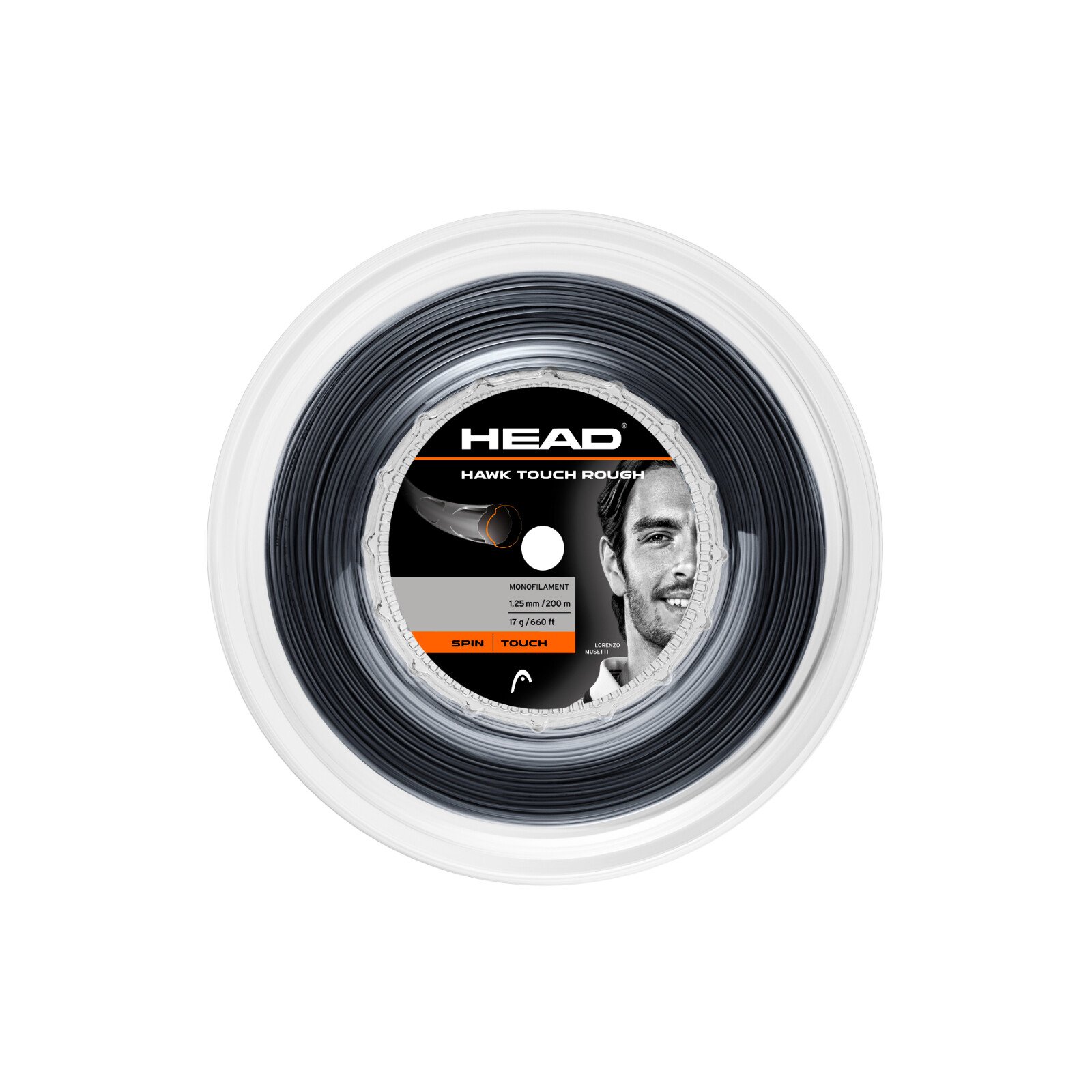 Naciąg tenisowy Head Hawk Touch Rough (200m reel) Black 1.25 mm