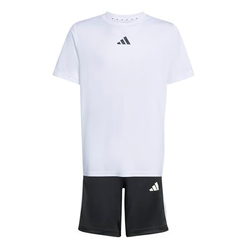 adidas uniseks-kind TRAIN ESSENTIALS 3-STRIPES T-SHIRT SET, white/black, 11-12 Years