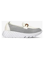 Mokasyny damskie - Unisa Skórzane mokasyny w kolorze biało-szarym - miniaturka - grafika 1