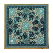 Apaszki i szaliki męskie - Apaszka jedwabna wzorzysta w kwiaty granatowa - miniaturka - grafika 1