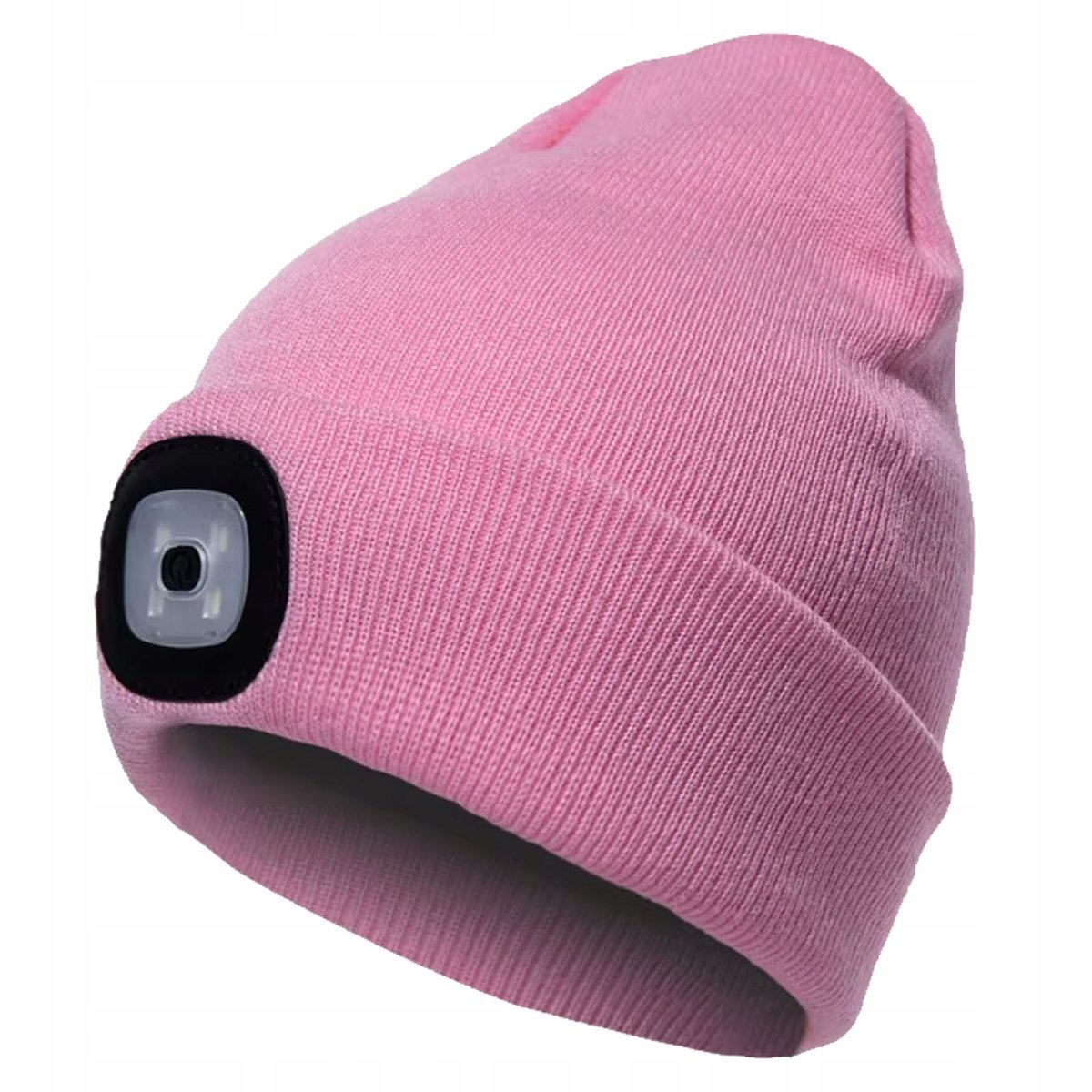 Czapka Zimowa z Latarką Lampką Czołową LED Ładowanie USB PRODUKT PL różowa