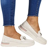 Mokasyny damskie - DAMSKIE MOKASYNY SKÓRZANE VINCEZA AŻUROWE 95331 BEŻOWE - miniaturka - grafika 1