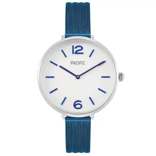 Zegarek Srebrno-granatowy damski zegarek z bransoleta mesh PACIFIC X6168-04 - Zegarki damskie - miniaturka - grafika 1