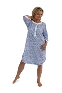 Bielizna nocna - KOSZULA NOCNA DAMSKA 3XL ROZPINANA RĘKAW 3/4 ELEGANCKA NIEBIESKA ROŚLINNY - miniaturka - grafika 1
