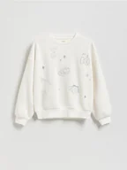 Bluzy dla dziewczynek - Reserved - Bluza z haftem - złamana biel - miniaturka - grafika 1