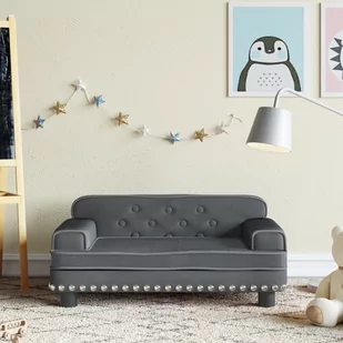 vidaXL Sofa dla dzieci, ciemnoszara, 70x45x30 cm, aksamit - Meble do sypialni - miniaturka - grafika 1