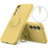 Etui i futerały do telefonów - Kompatybilny z Samsung Galaxy A54 5G Ring Kickstand Etui na telefon Płynna silikonowa osłona z liną na nadgarstek Żółty - miniaturka - grafika 1