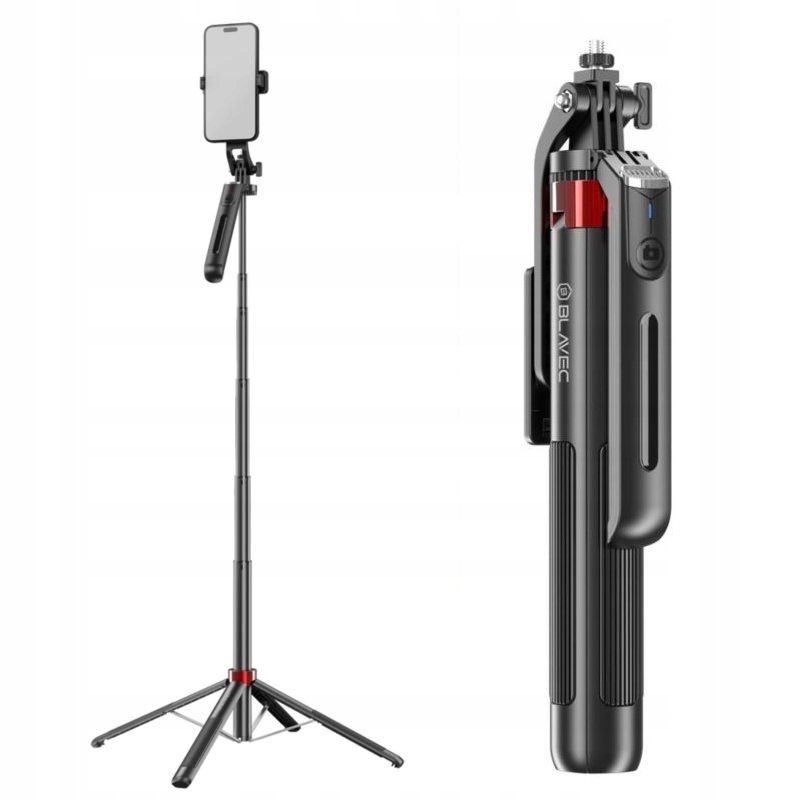 Uchwyt Selfie Stick Tripod z pilotem do telefonu długi wysoki na 1,8m czarn