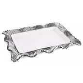 Tace i patery - Patera EUROFIRANY Betsy 36 x 25 x 4 cm Kremowo-srebrny - miniaturka - grafika 1