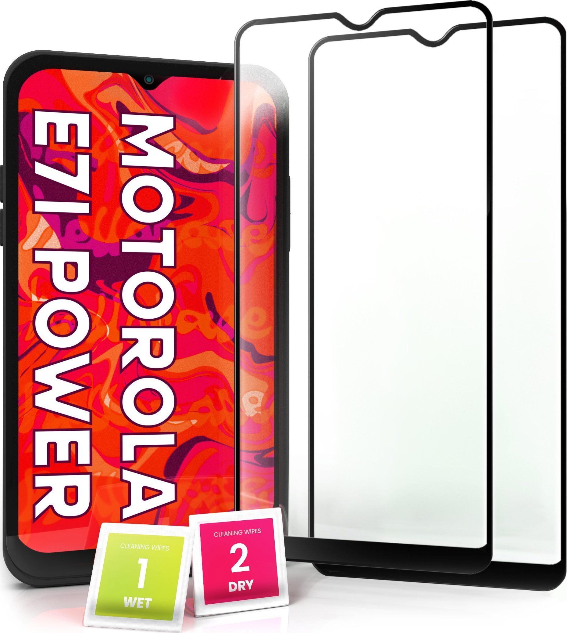 Hello Case 2-pak Szkło Hartowane do Motorola Moto E7i POWER Pełne Na cały ekran 5D 9H