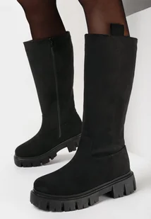 Czarne Kozaki na Platformie Sapedi - Kozaki damskie - miniaturka - grafika 1