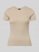 Koszulki i topy damskie - T-shirt o kroju slim fit z wyhaftowanym logo - miniaturka - grafika 1