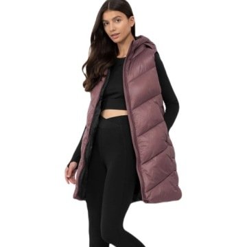 Bezrękawnik Puchowy Pikowany Z Kapturem 4F Długi S