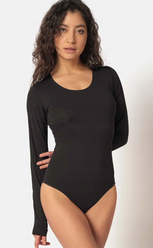Skiny Body Damskie Czarne Gładkie Długi Rękaw 42 Jgf