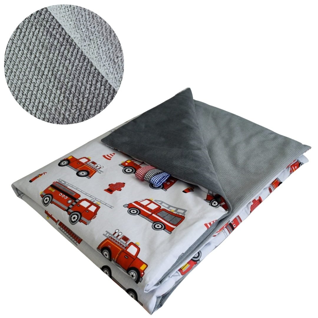 Kocyk Dziecięcy 75x100 Ocieplany Straż Szara/Grafit Bawełna/Velvet Polski Producent