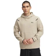 Bluzy męskie - Męska bluza treningowa nierozpinana z kapturem Under Armour UA Unstoppable Flc Hd Eu - beżowa - miniaturka - grafika 1