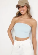 Bluzki damskie - Jasnoniebieski Dopasowany Top z Gumką na Plecach Arohia - miniaturka - grafika 1