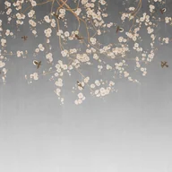 Fototapety - Fototapeta kwiaty i ptaki szaro-niebieskim - 3.5 x 2.79 m - SANDERS & SANDERS - miniaturka - grafika 1