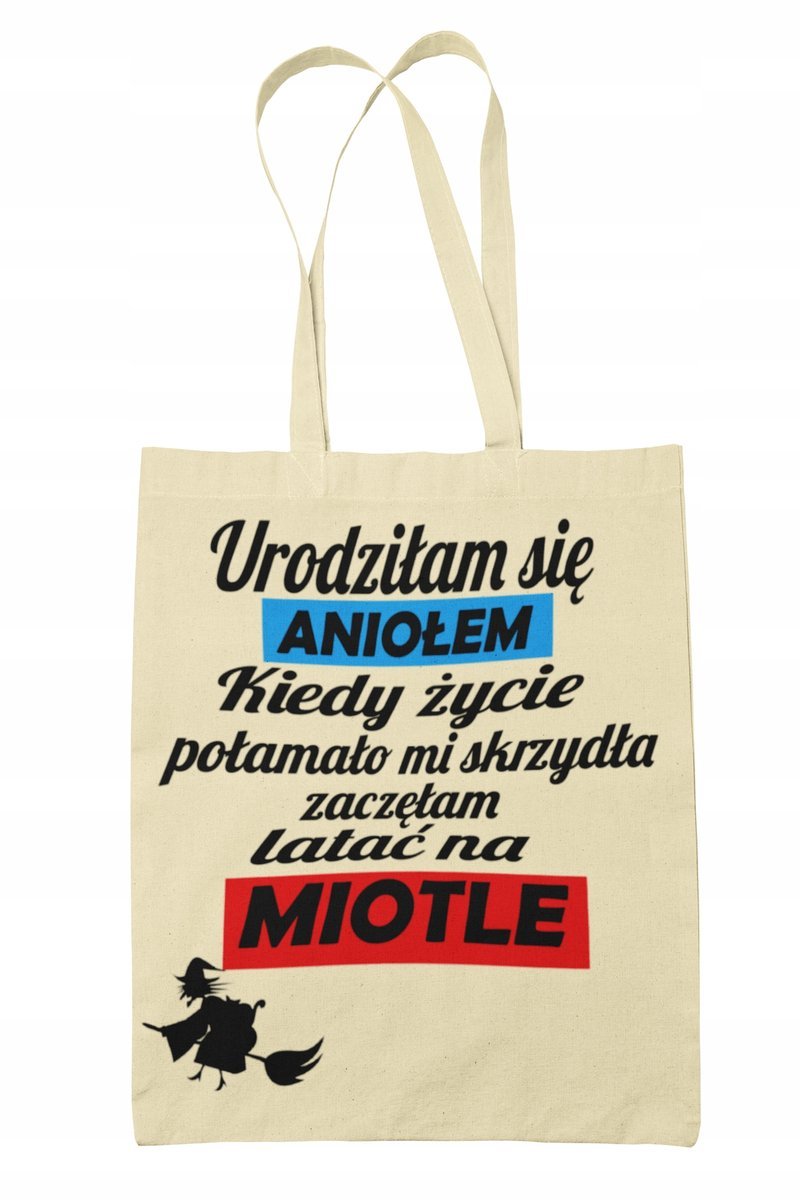 Torba Shopper-Materiałowa-Na Ramie- Śmieszny Napis