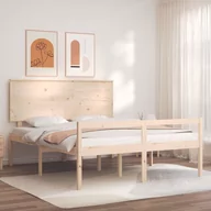Łóżka - Rama łóżka z wezgłowiem, 160x200 cm, lite drewno Lumarko! - miniaturka - grafika 1