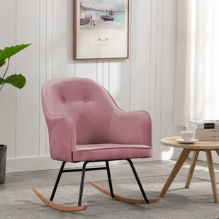 vidaXL Fotel bujany, różowy, tapicerowany aksamitem - Fotele - miniaturka - grafika 1