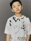Koszulki dla chłopców - Reserved - T-shirt z nadrukiem - złamana biel - miniaturka - grafika 1