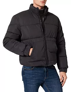 Kurtki męskie - Urban Classics Męska kurtka zimowa Cropped Puffer Jacket, krótki krój, watowana, z zamkiem błyskawicznym i stójką, rozmiar S do XXL, czarny, XL - grafika 1