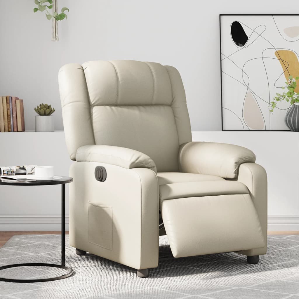 vidaXL vidaXL Elektryczny fotel rozkładany, kremowy, obity sztuczną skórą