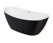 Wanny - Wanna wolnostojąca Besco Ayla 170x80 cm owalna czarny mat syfon i maskownica grafit WAS-170AMGR - miniaturka - grafika 1