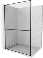 Ścianki i drzwi prysznicowe - Mexen Kioto+ L ścianka prysznicowa z półką Walk-in 110 x 200 cm, czarny wzór, czarna - 800-110-123-70-70 - miniaturka - grafika 1