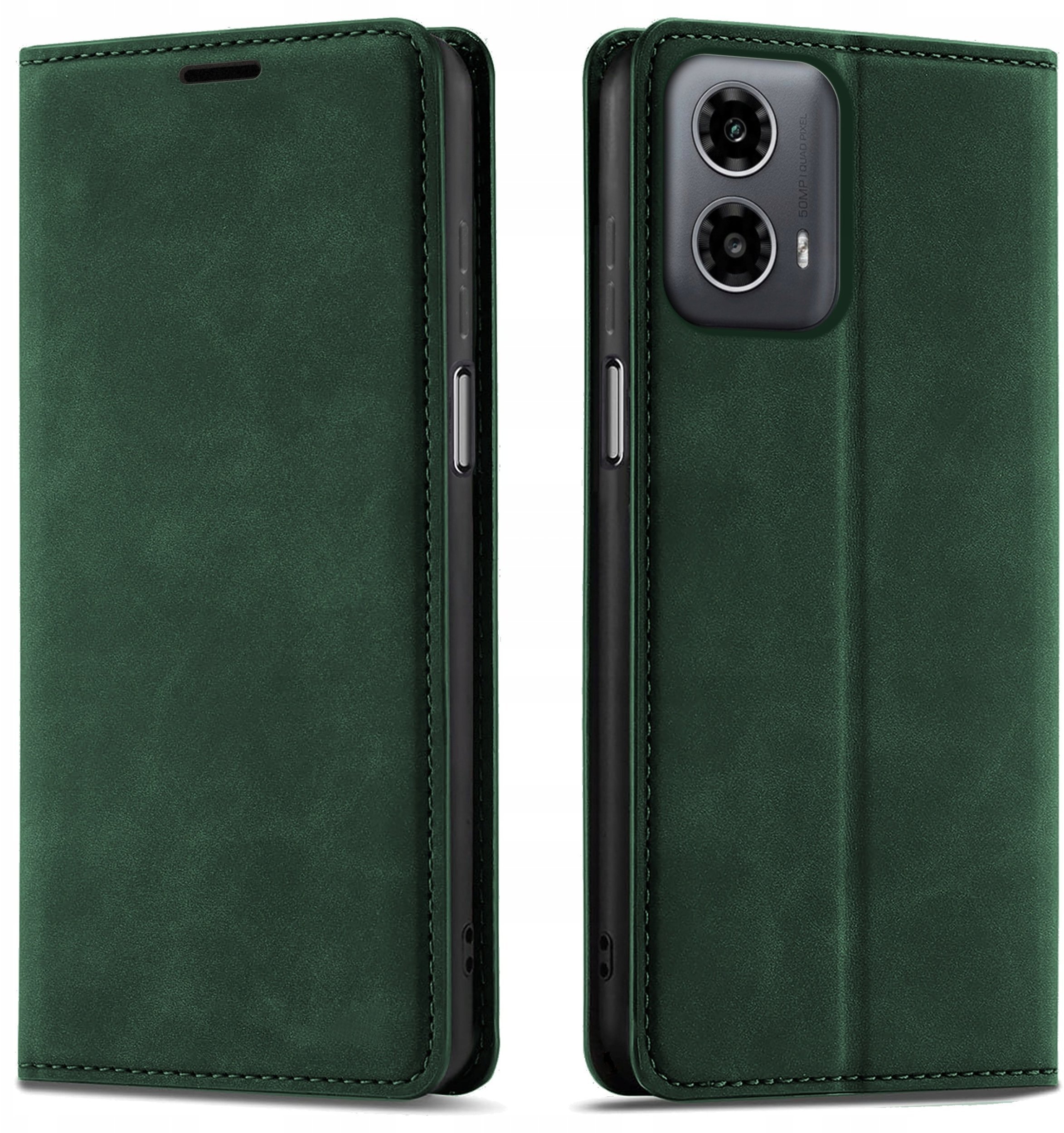 krainaGSM Etui Z Klapką Do Motorola G34 5G Zamykamne Magnetyczne Skórzane + Szkło 9H