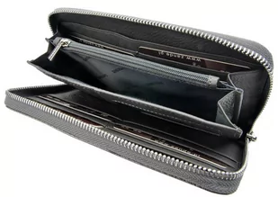 Portfel Damski Skóra Naturalna GREGORIO Duży Z Metalowym Suwakiem Piórnik Lakierowany GF-119 SZARY RFID 19 x 10 x 2.5 [cm] - Portfele - miniaturka - grafika 2