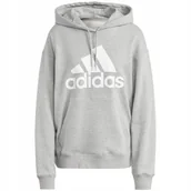 Bluzy damskie - Bluza damska adidas Essentials Big Logo Oversized French Terry Hoodie szara - miniaturka - grafika 1