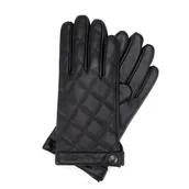 Rękawiczki - Męskie rękawiczki ze skóry pikowane czarne - miniaturka - grafika 1