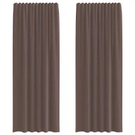 Zasłony - vidaXL Zasłony woalowe z kieszeniami na drążek 2 szt. Brązowe - miniaturka - grafika 1