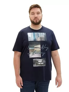 TOM TAILOR Męski T-shirt z nadrukiem fotograficznym z bawełny, 10668-sky Captain Blue, 4XL, 10668-sky Captain Blue, 4XL - Koszulki męskie - miniaturka - grafika 1