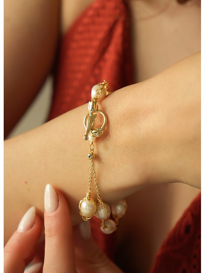 L'Atelier de Gaia Pozłacana bransoletka z perłami