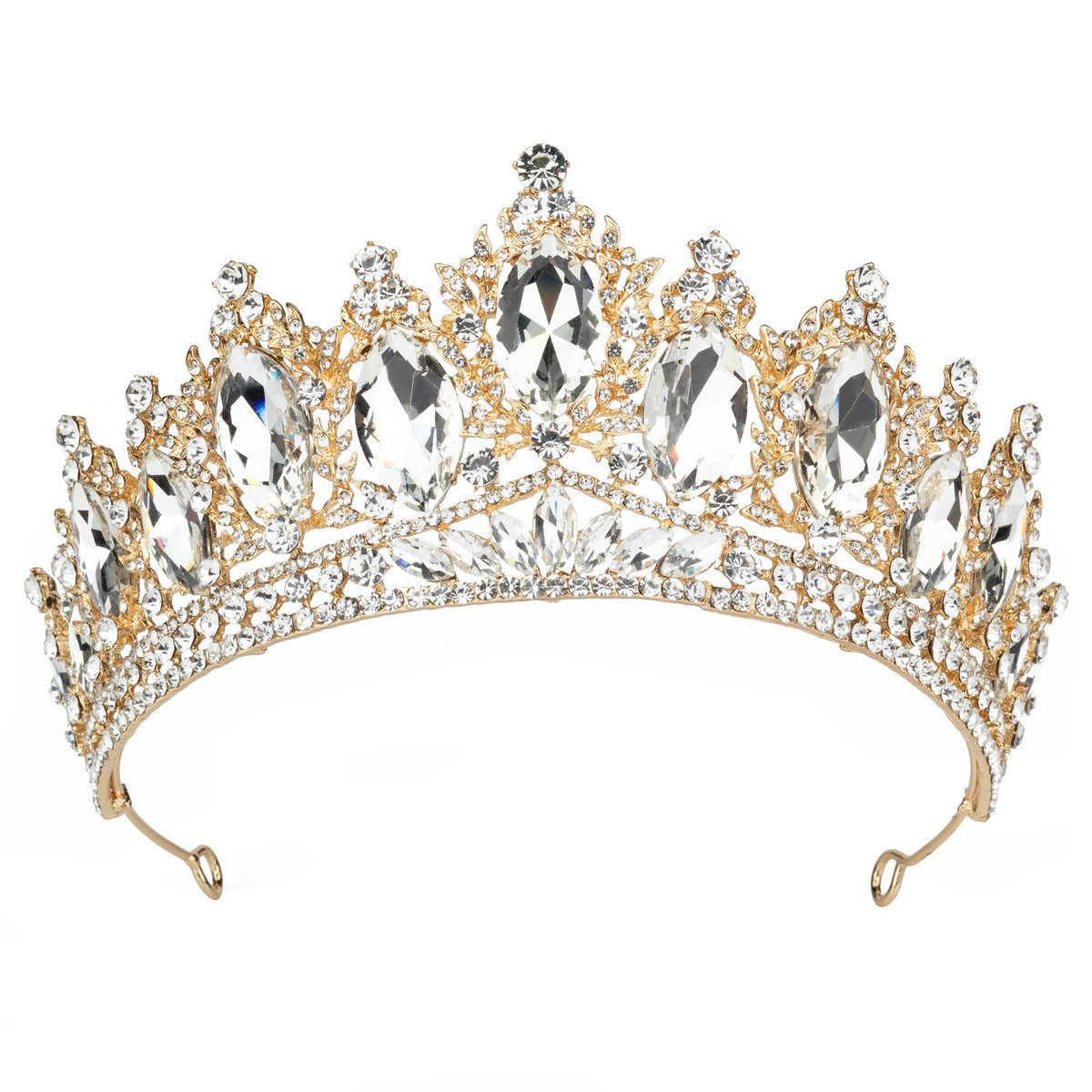 DIADEM Korona Tiara MISS GLOW ŚLUBNY ZŁOTY cyrkonie KRYSZTAŁY