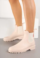 Kalosze damskie - Beżowe Kalosze z Elastyczną Wstawką Erlexia - miniaturka - grafika 1