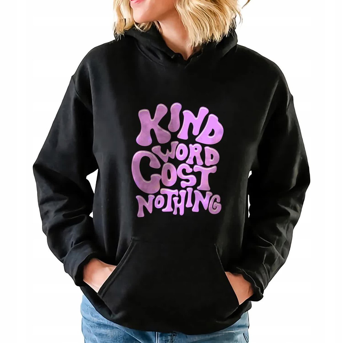 Bluza Z Kapturem Damska Czarna KING WORD COST NOTHING Mix Wzorów Rozmiar M