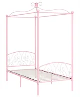 Łóżka - Różowe metalowe łóżko z baldachimem 100x200 cm Z4-D15 - miniaturka - grafika 1
