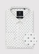 Koszule męskie - Biała koszula męska w drobny wzór o fasonie Slim Fit - miniaturka - grafika 1