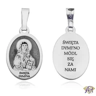 Wisiorki - Srebrny medalik Ag 925 rodowany Św. Dymfna MDC094R - miniaturka - grafika 1