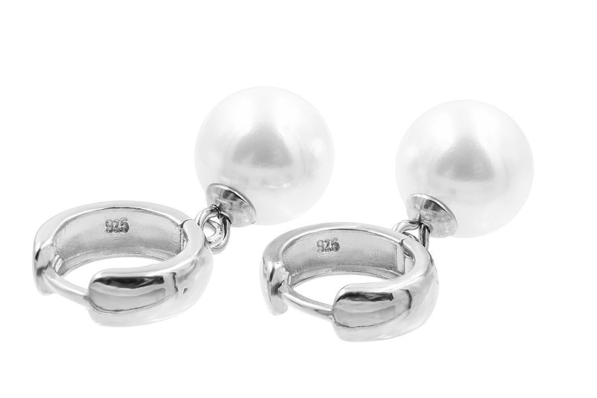 Kolczyki Kółka Z Delikatną Perłą 12 Mm